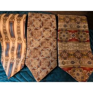 Bill Blass Men's Lot of 3 100% Silk Neckties Beige Red Gray Regal